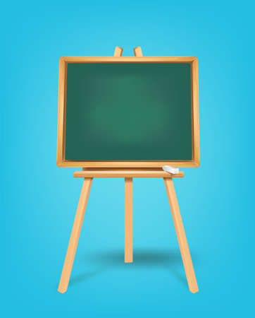 Chalk and green chalkboard on blue background. Vector illustrationのイラスト素材