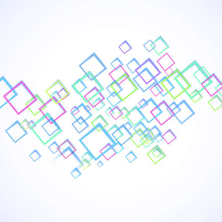 Abstract background with colorful flying squares. Vector illustrationのイラスト素材