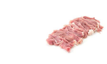 slice pork on white backgroundの写真素材