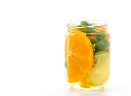 infused water on white backgroundの写真素材