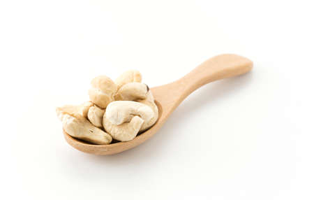 cashew nuts on white backgroundの写真素材
