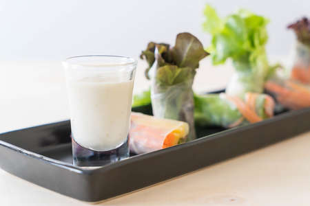 Fresh vegetable noodle spring roll, diet food, clean food, salad