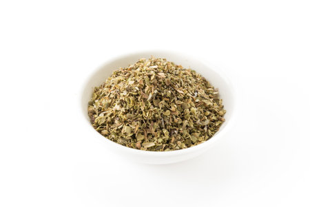 dry thyme on white backgroundの写真素材