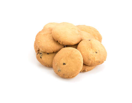 butter cookies on white backgroundの写真素材