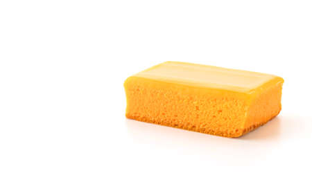 orange cake on white backgroundの写真素材