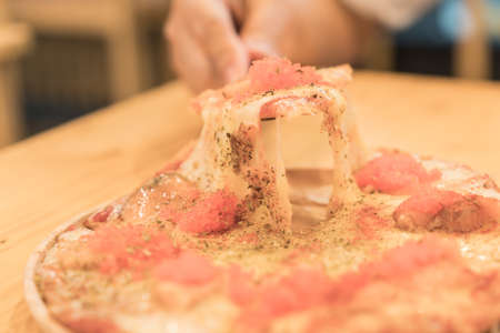 smoked salmon pizzaの写真素材