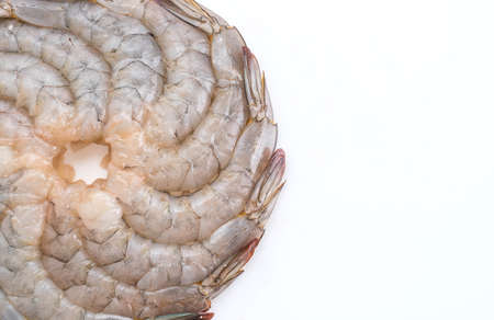 fresh shrimp/prawn on white backgroundの写真素材