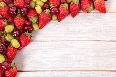 Mixed fruits with copy spaceの写真素材