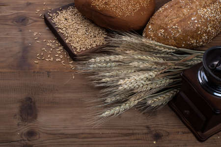 Rye sliced bread on the tableの写真素材