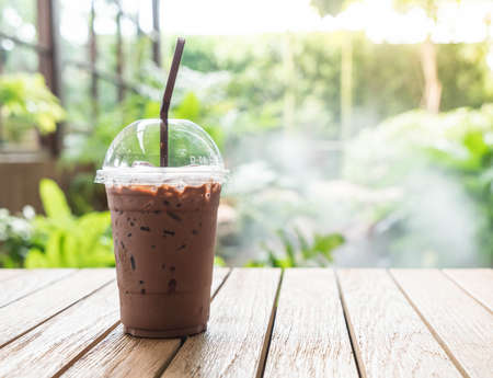 iced chocolate in cafeの写真素材
