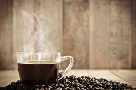 Hot coffee in mugの写真素材