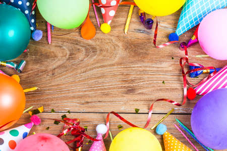 concept birthday party on white background top view patternの写真素材