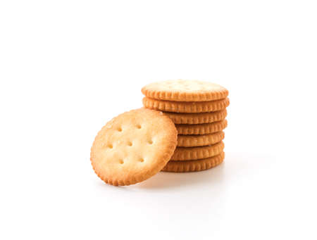 crackers or biscuits on white background