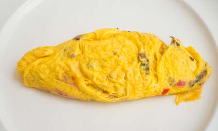 Closeup of egg omelette for breakfast .の写真素材