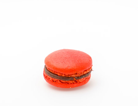 French colorful macarons on white background .の写真素材