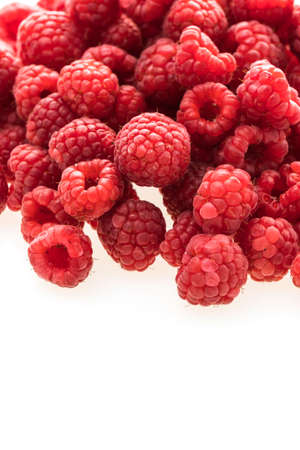 Group of Rasberry fruit isolated on white backgroundの写真素材