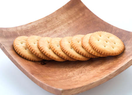 crackers or biscuits on white background