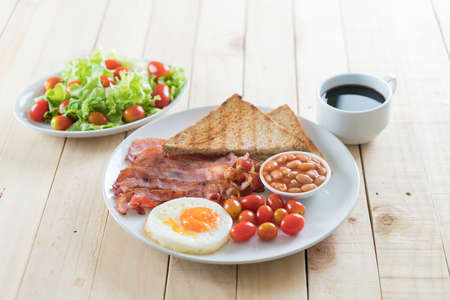breakfast on wood table
