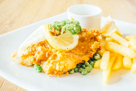 Selective focus point on fish and chips - Filter effect Processingの写真素材