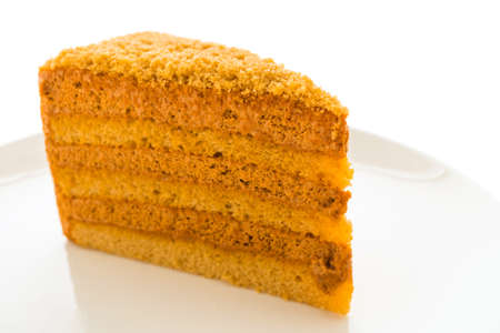 Thai tea cake in white plateの写真素材