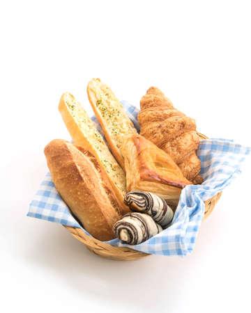 mix bread on white background