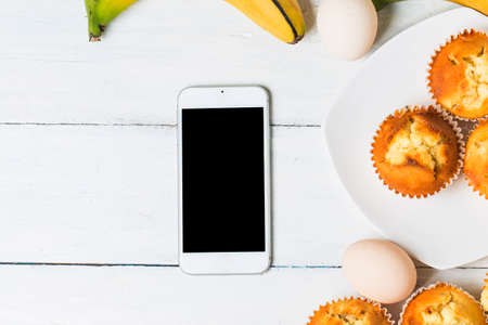 Homemade Banana Nut Muffins Ready to Eatの写真素材