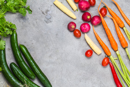 Vegetable and vegetable top viewの写真素材