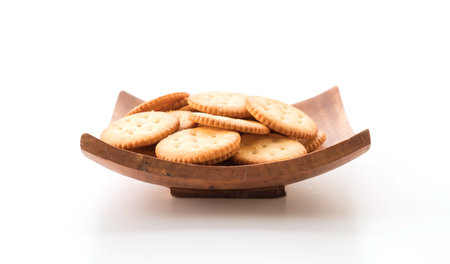 crackers or biscuits on white backgroundの写真素材