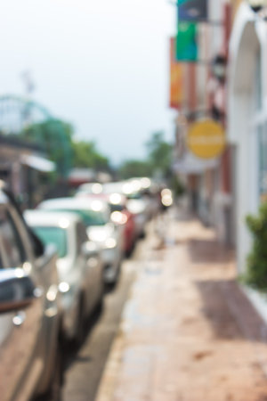 sidewalk blur bokeh backgroundの写真素材