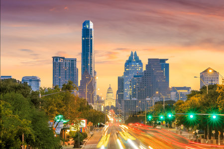 A View of the Skyline Austin, Texas at twilight