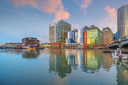 Boston city downtown skyline cityscape of USAの写真素材