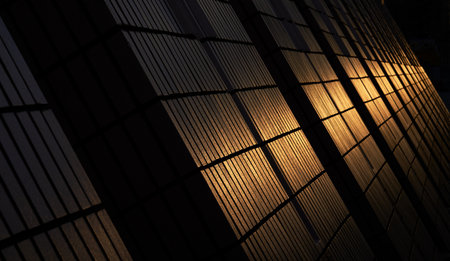 abstract sun light on wall of pattern line backgroundの写真素材