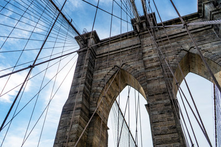 Brooklyn Bridge on a sunny dayの写真素材