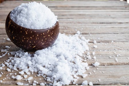 Natural salt from the sea on the dining table