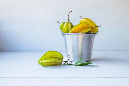 Star fruit on the white tableの写真素材