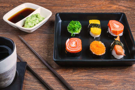 Sushi rolls on the tableの写真素材