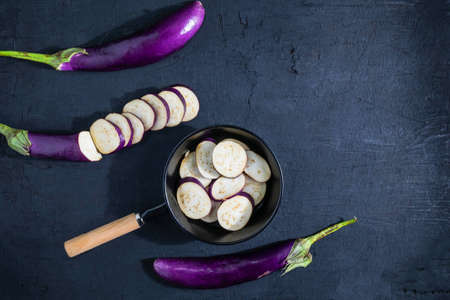 Eggplant on black backgroundの写真素材