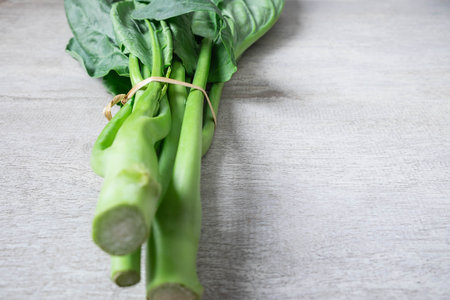 Vegetable Chinese kale on white backgroundの写真素材