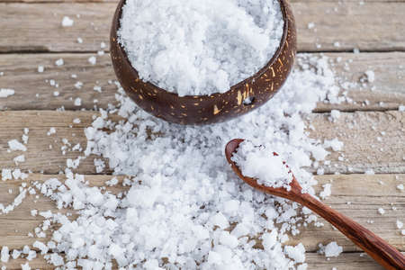 Natural salt from the sea on the dining table