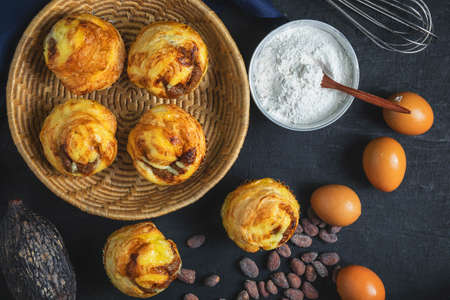 Breakfast, Bread and Ingredients on table