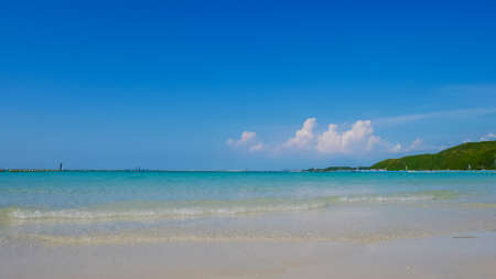 Landscape of summer beach and blue sky. Beautiful nature for relaxation.の写真素材