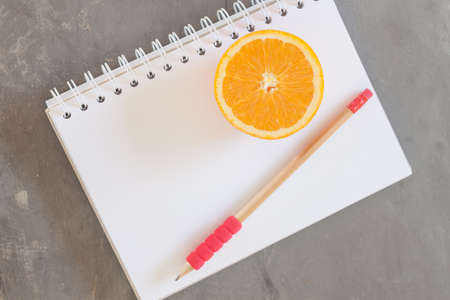 Shopping list with Healthy fruitsの写真素材
