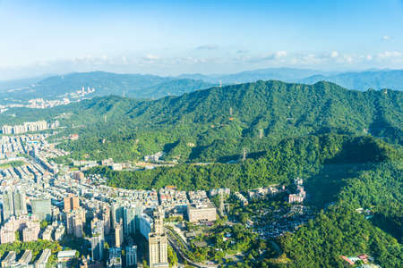Beautiful architecture building taipei city skyline in Taiwanの写真素材