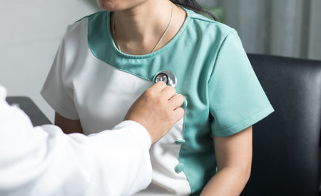 doctor pulse measurement and Heart beat of patientの写真素材