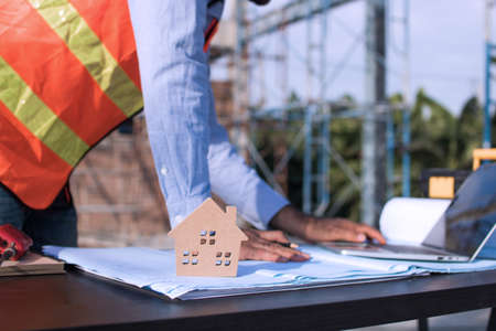 engineer planing and working on table in construction working site
