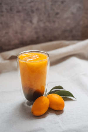 seasonal drink marian plum smoothie with espresso shots