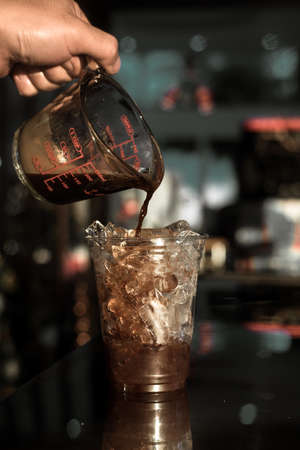 glass of coffee with milk on the table