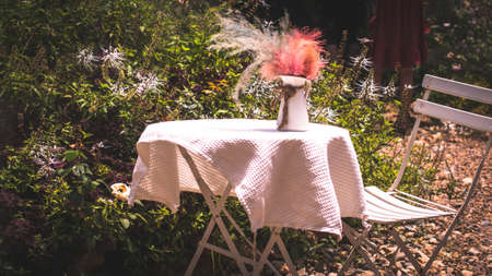Table For A Garden Party Or Celebration Outsideの写真素材