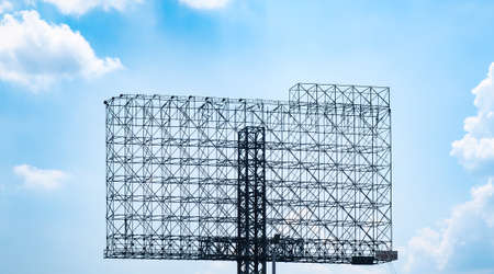 Steel structure billboard. Against blue skyの写真素材