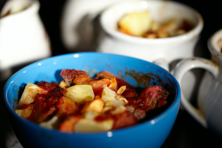 Mutton meat and potatoes, baked in cassolette.の写真素材